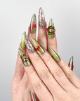 Glistening Greenery Press on Nails