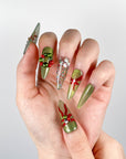 Glistening Greenery Press on Nails