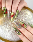 Glistening Greenery Press on Nails