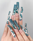 Blue Butterfly Crystal Press-On Nails