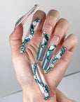 Blue Butterfly Crystal Press-On Nails