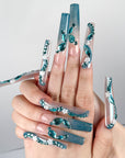 Blue Butterfly Crystal Press-On Nails