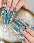 Blue Butterfly Crystal Press-On Nails