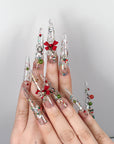 Clear Sequin Christmas Bell Press-On Nails