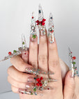 Clear Sequin Christmas Bell Press-On Nails