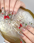 Clear Sequin Christmas Bell Press-On Nails