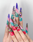 Tropical Sparkle Snake Press-On Nails