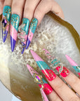 Tropical Sparkle Snake Press-On Nails