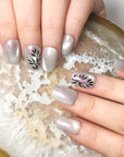 Premium Gray Leaf Cat Eye Manicure