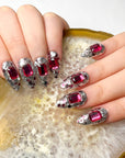 Silver Sparkle Ruby Press on Nails