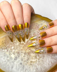 Golden Shining Song Press on Nails