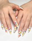 Cream White Colorful Point Press on Nails