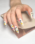 Cream White Colorful Point Press on Nails