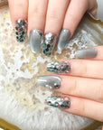 Blue Sequined Cat-eye Press on Nails