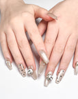 Gray Polka Dot Crystal Press on Nails