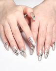 Black Bamboo Crystal Butterfly Press on Nails