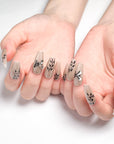 Black Bamboo Crystal Butterfly Press on Nails