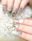 Black Bamboo Crystal Butterfly Press on Nails