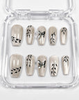 Black Bamboo Crystal Butterfly Press on Nails