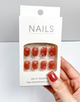 Silver Edge Ruby Press-on Nails