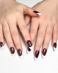 Burgundy French Press on Nails