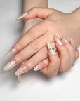 Apricot Pink Gold Ribbon Press on Nails