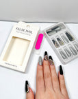 Shining Black Silver Press-on Nails