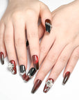 Dark Red Rose Nails