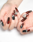 Dark Red Rose Nails