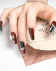 Dark Red Rose Nails