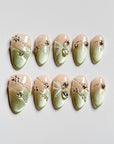 Spring Green Butterfly Press on Nails