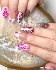 Pink Vine Plant Press on Nails