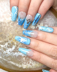 Sky Blue Art Press on Nails