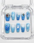 Sky Blue Art Press on Nails