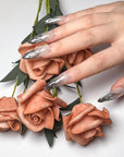 Silver Flame Press-On Nails