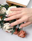 Cream Pink Flowers Press-On Nails