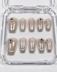 Gray Butterfly Press-On Nails