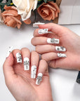 Silver Celestial Cross Press on Nails