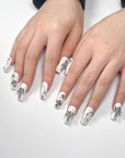 Silver Celestial Cross Press on Nails