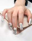 Silver Celestial Cross Press on Nails