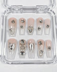 Crystal Silver Butterfly Press-On Nails