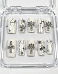 Silver Celestial Cross Press on Nails