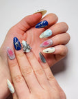 Seaside Silver Butterfly Press on Nails